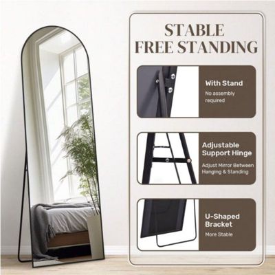 Arched Free Stand Mirror 18"x58" in Black