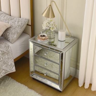 Pearl Silver Mirrored 3-Drawer Cabinet
