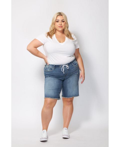 Женские шорты SLINK Jeans Plus Size Denim Mid Rise Bermuda, цвет: Ореховый