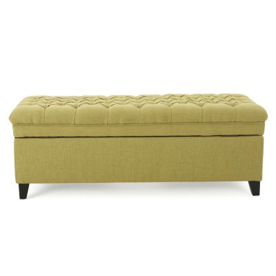 Streamdale JULIANA FABRIC STORAGE OTTOMAN Green, 50" x 20.5" x 18.2