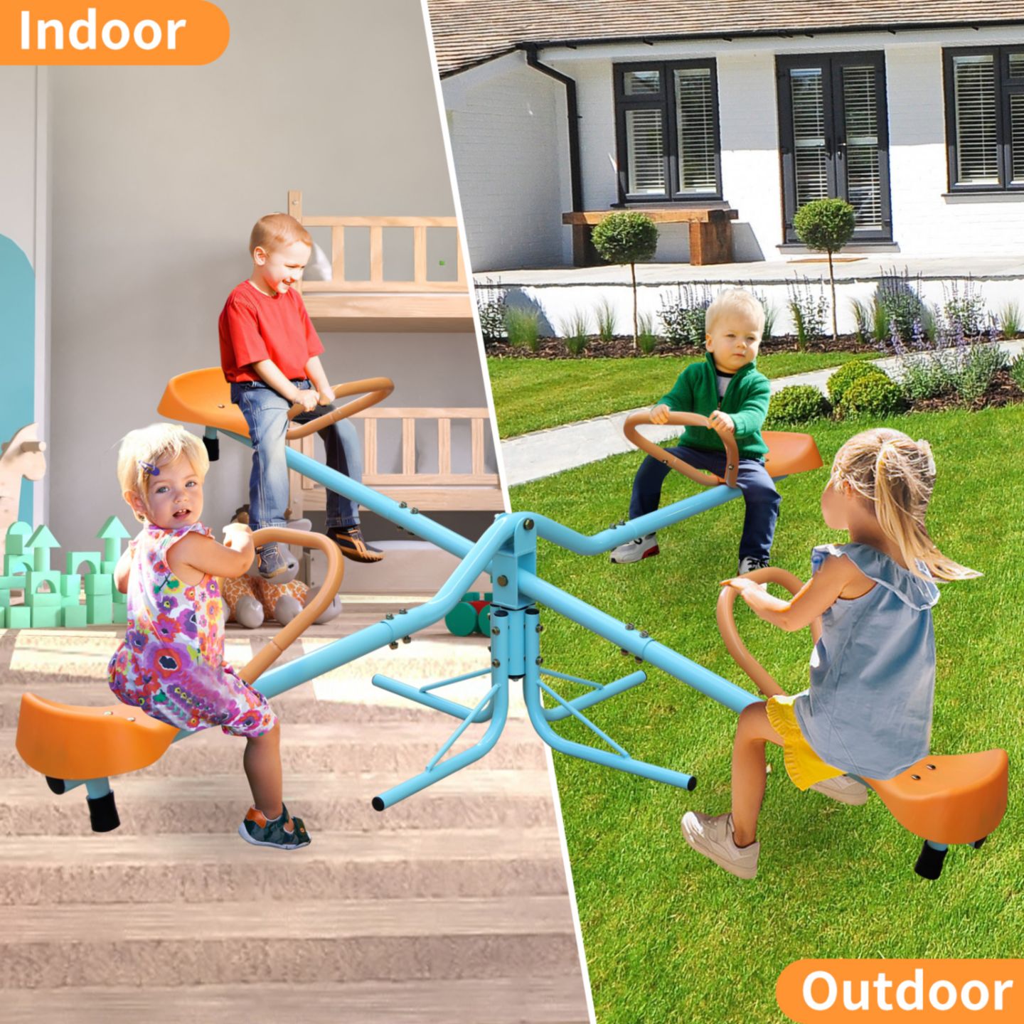 Детская игрушка Streamdale Furniture Spinning Seesaw and Swivel Teeter Totter, Stainless Steel, 4-Seat, Ages 3-8, цвет: Разноцветный — фото 3