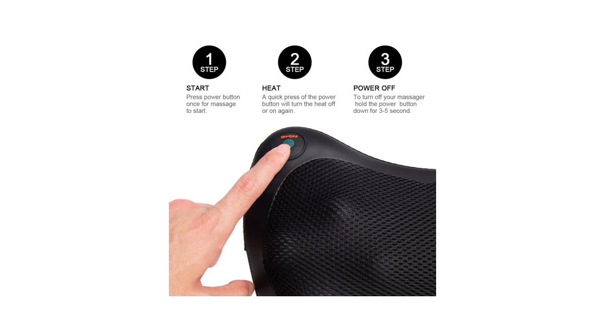Slickblue Shiatsu Pillow Massager with Heat Deep Kneading for Shoulder Neck and Back