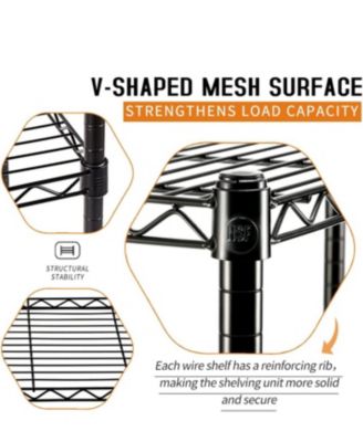 4-Tier Steel Kitchen Storage Shelf Storage Pantry Organizer in Black