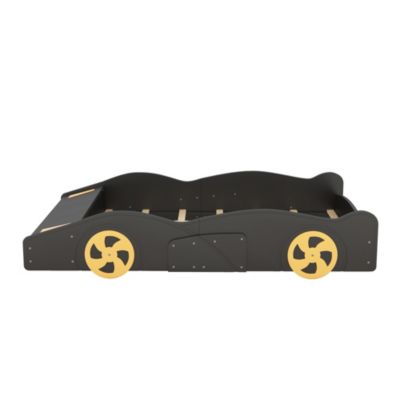 Full Size Race Car-Shaped Platform Bed With Wheels And Storage
