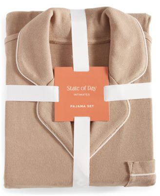 Women's 2-Pc. Packaged Ribbed Notched-Collar Pajamas Set XS-3X, Created for Macy's