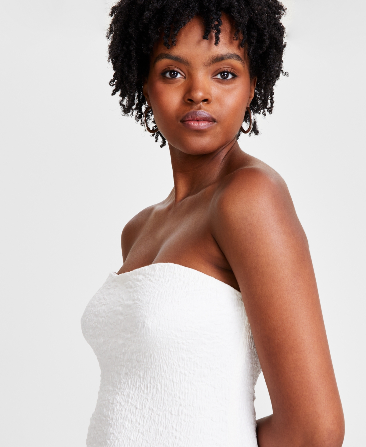 Bar Iii Women's Strapless Textured Knit Midi Dress, Created for Macy's