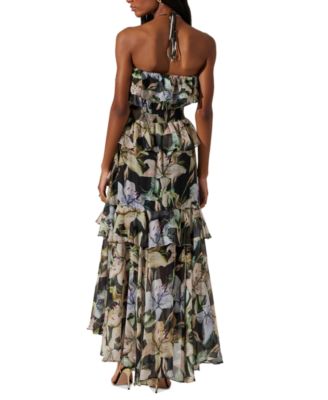 halter neck dress cream Plunging V Neck Halter Gown main image 1