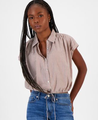 Lucky Brand - Women's Striped Cotton Button-Front Shirt