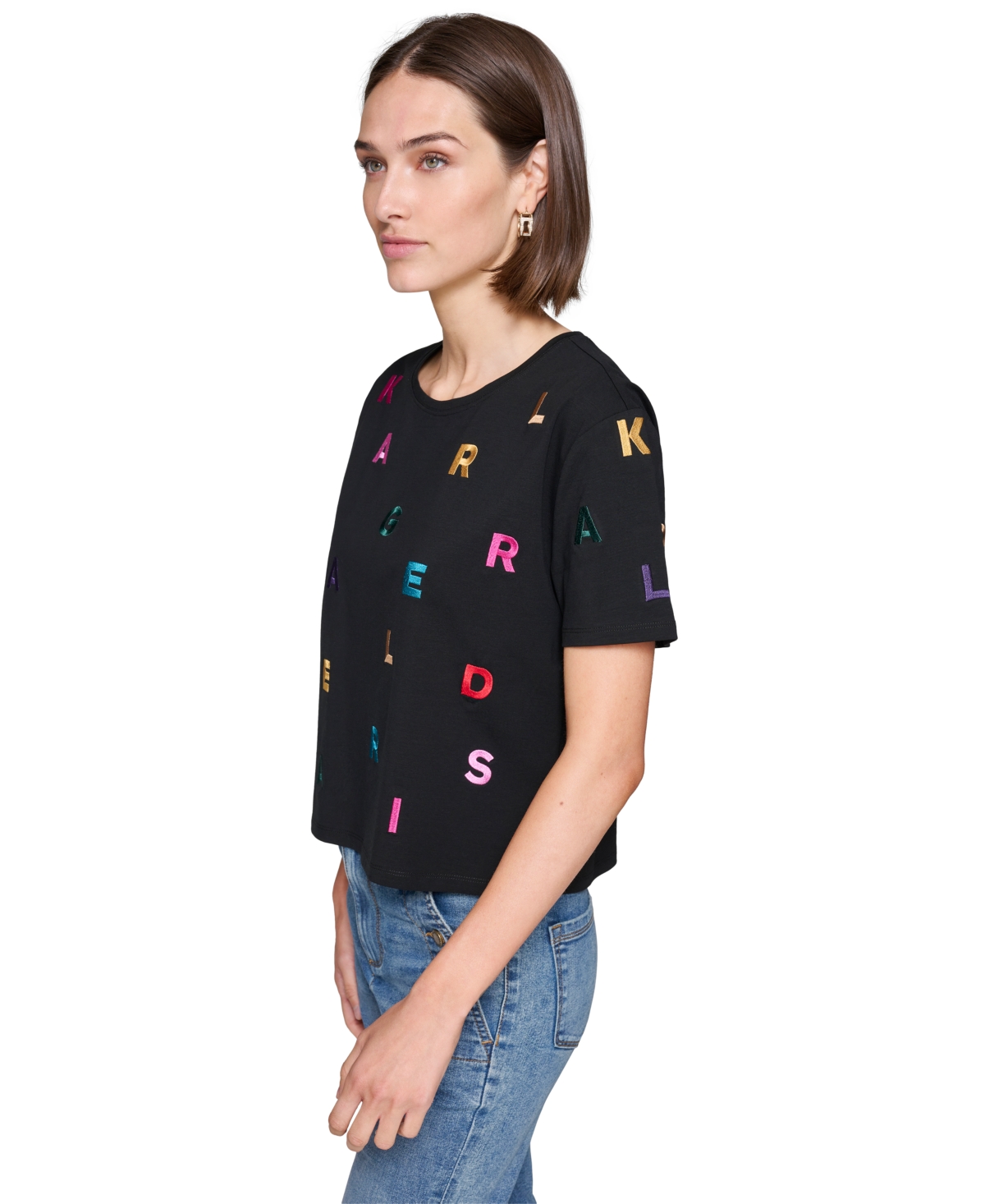 Karl Lagerfeld Paris Women's Embroidered Logo T-Shirt