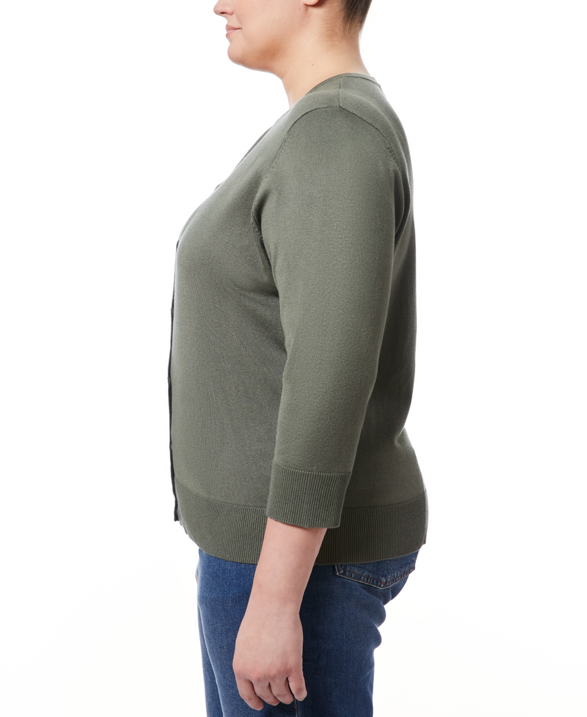 Melissa Paige Plus Size Novelty-Button 3/4-Sleeve Cardigan Sweater