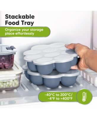 Prep Silicone Baby Food Freezer Tray with Clip-on Lid, 2oz x 10 Silicone Freezer Molds, BPA-Free Baby Food Storage