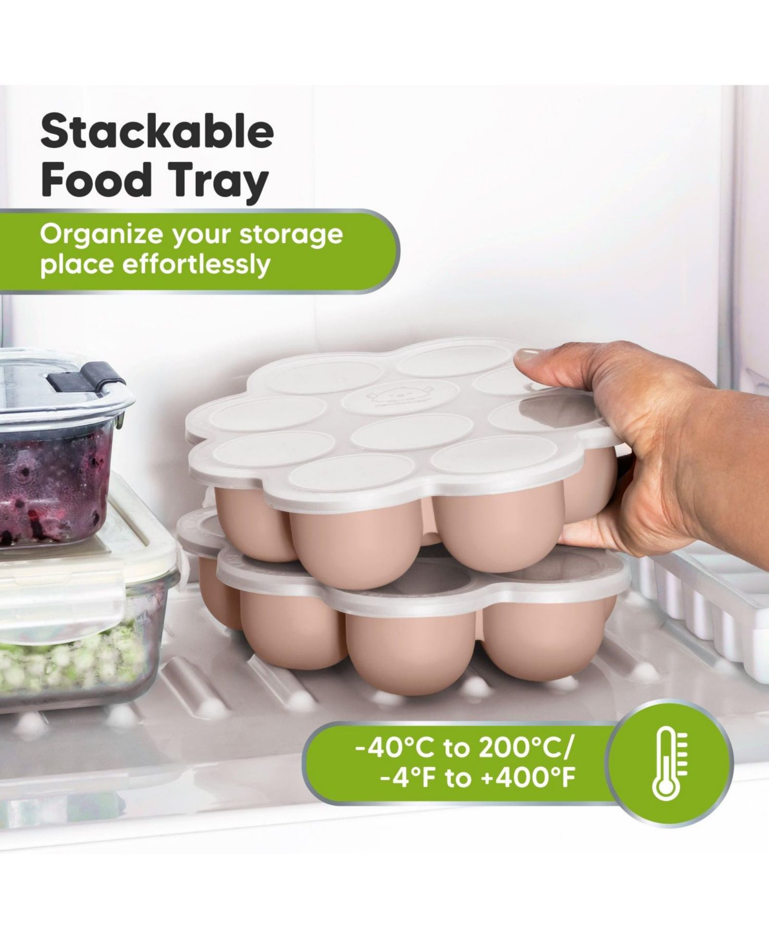 Prep Silicone Baby Food Freezer Tray with Clip-on Lid, 2oz x 10 Silicone Freezer Molds, BPA-Free Baby Food Storage