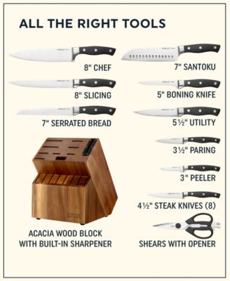 Insignia Classic 18-pc Knife Set with Block and Built-In Sharpener