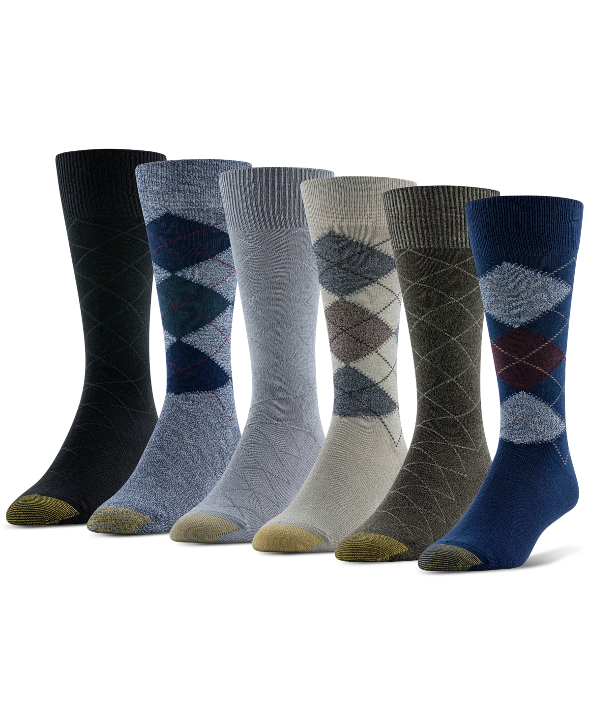 Men's Campbell Argyle Crew Dress Socks, 6-Pack - Asst 4