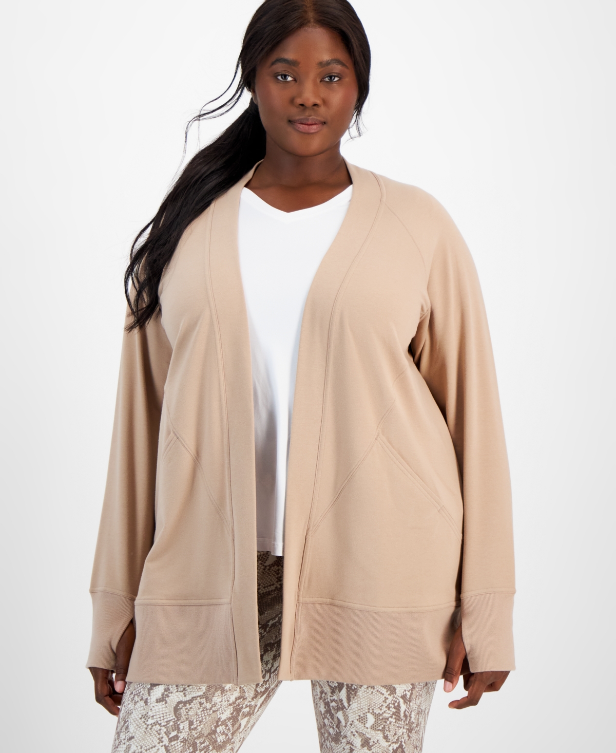 Plus Size Comfort Cardigan, Created for Macy's - Organic Sand