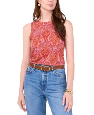 Vince Camuto - Women's Paisley-Print Keyhole-Back Tank Top