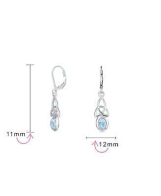 Love Knot Oval Bezel Set Natural Amethyst Topaz Onyx Quartz Turquoise Dangle Earrings .925 Sterling Silver