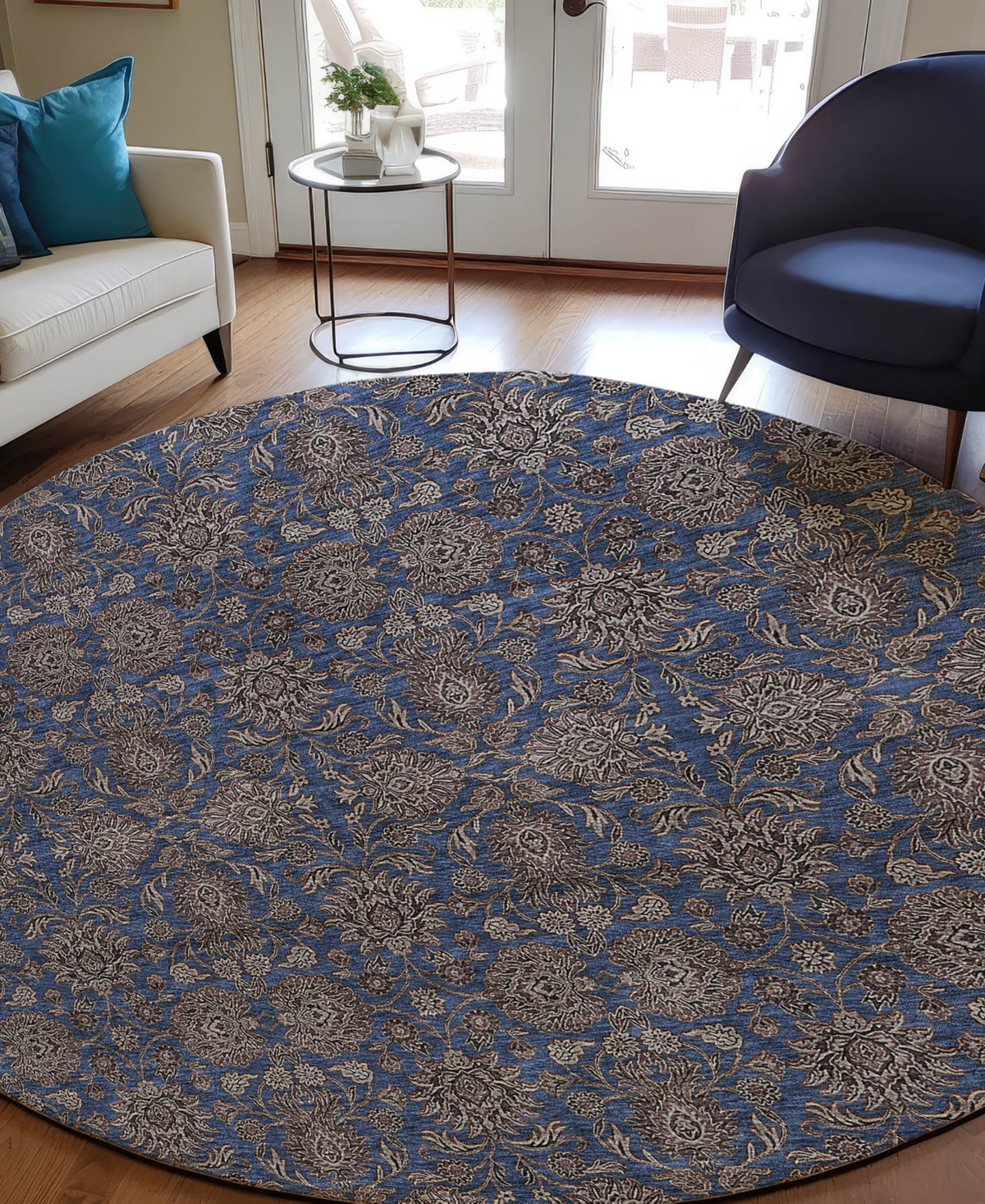 Addison Chantille Acn702 8'x8' Round Area Rug In Navy