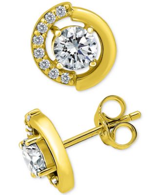 Giani Bernini - Cubic Zirconia Asymmetric Circle Stud Earrings in 18k Gold-Plated Sterling Silver,