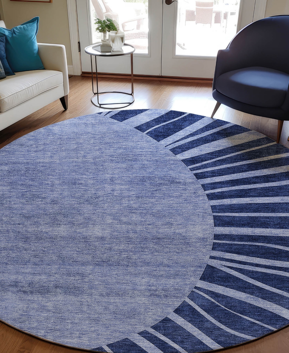 Addison Chantille Acn668 8'x8' Round Area Rug In Navy
