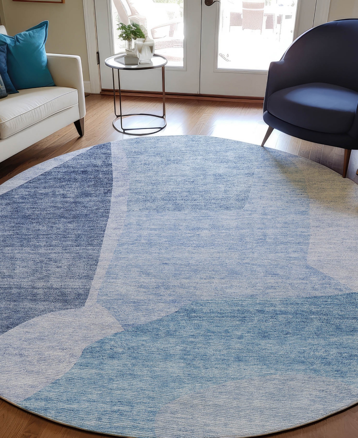 Addison Chantille Acn724 8'x8' Round Area Rug In Denim