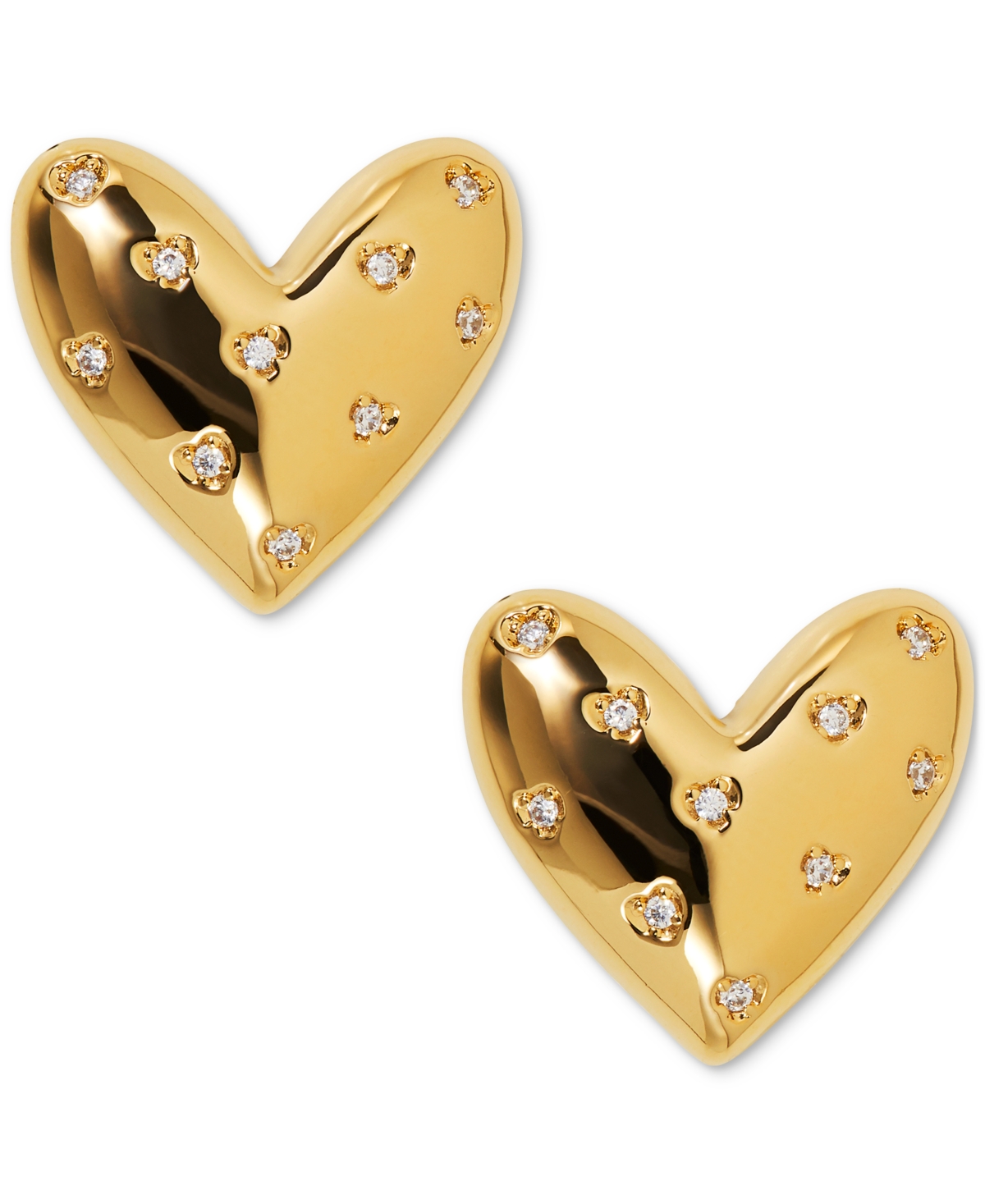 by Nadri 18k Gold-Plated Pave Heart Stud Earrings - Gold