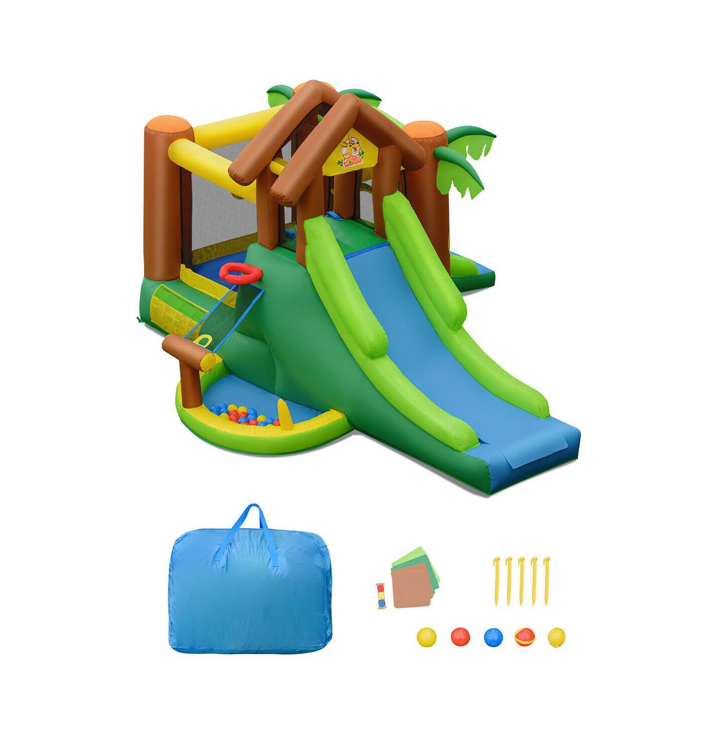 Детские игрушки INOLAIT Kids Inflatable Jungle Bounce House Castle including Bag without Blower, цвет: Зелёный — фото 4