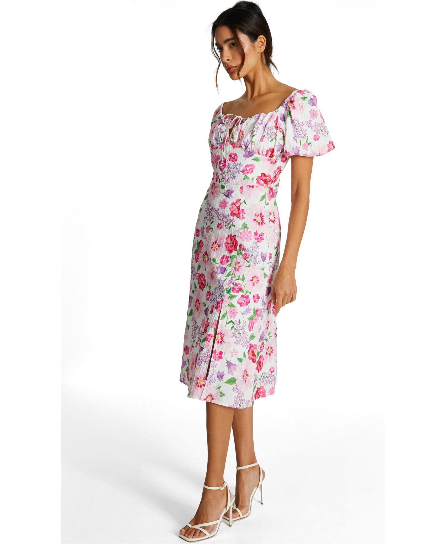 Women's Puff Sleeve Midi Dress