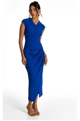 Women's Scuba Crepe Wrap Midaxi Dress