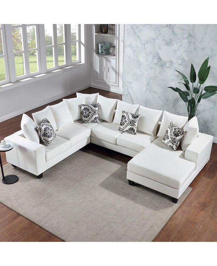 Mondawe 110x85" Modern U Shape Sectional Sofa, Velvet Corner Couch with