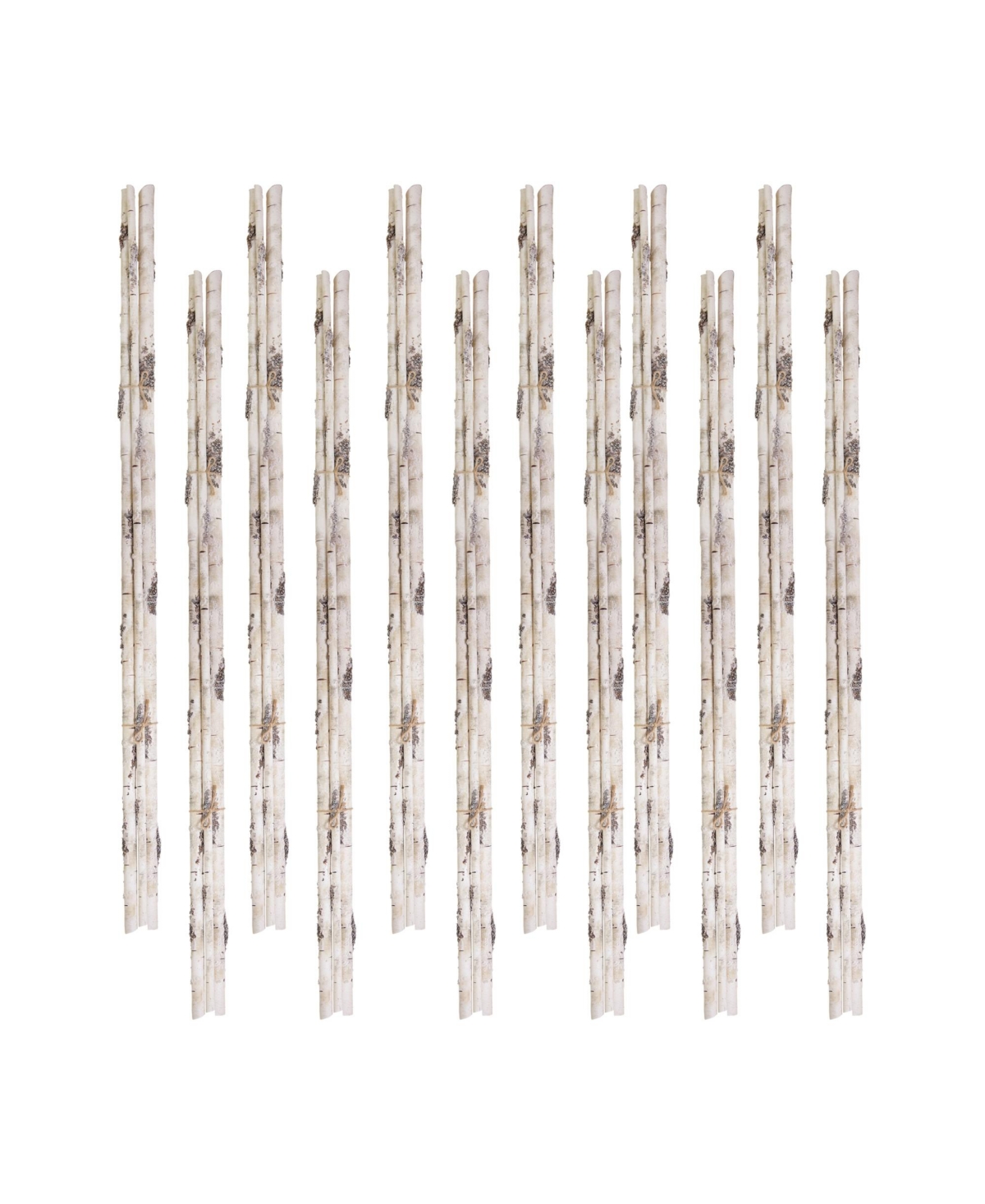 Rustic Birch Log Bundle With Snowy Accents For Decor (Set of 12) - White and Brown