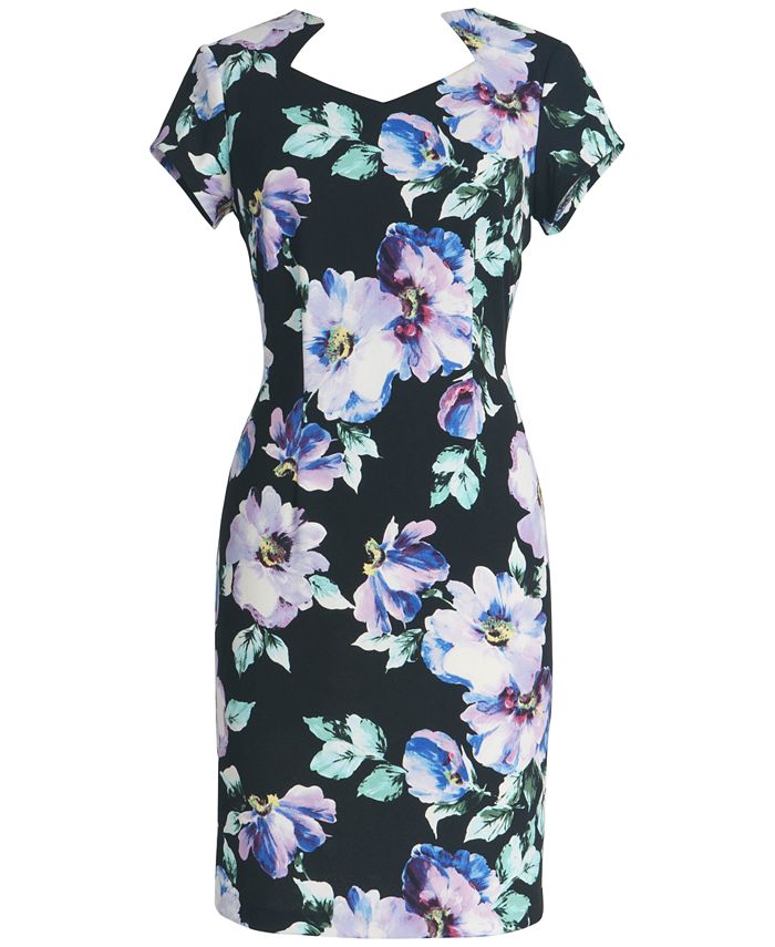 Floral Sheath Dress With Sleeves Long Sleeve Floral Mesh Bodycon Midi Dress  In Black Multi