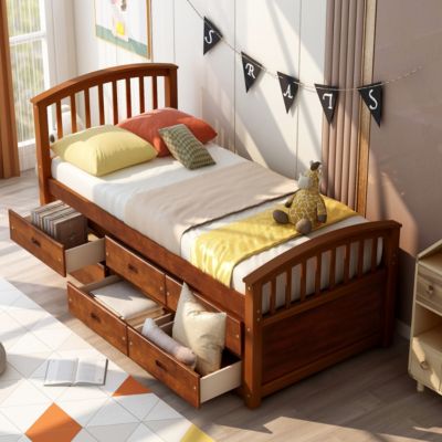 Streamdale Twin Size Platform Storage Bed Solid Wood Bed With 6 Drawers