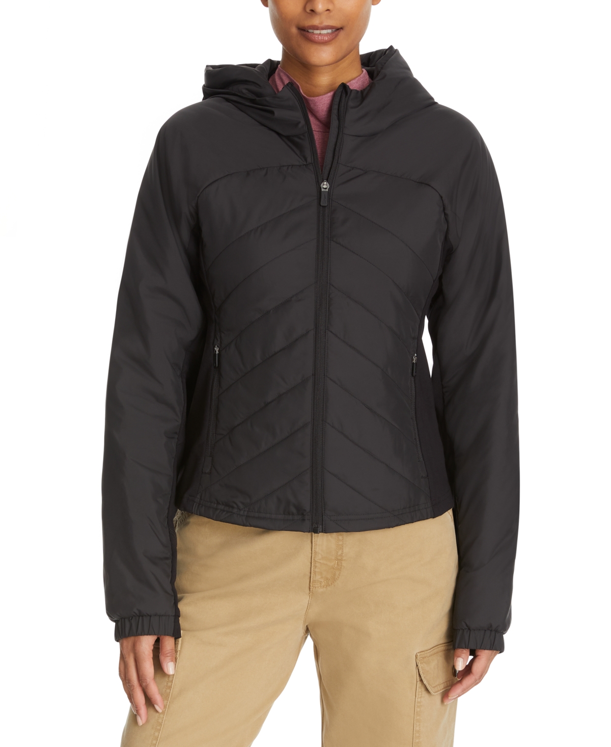 Women's Chevron-Quilted Puffer Jacket - Black Beauty