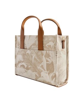 Leather Trim Medium Floral Tote