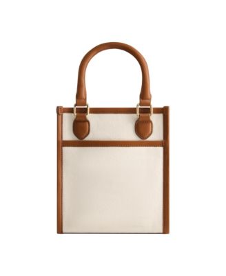 Solid Canvas North South Tote with Leather Trim