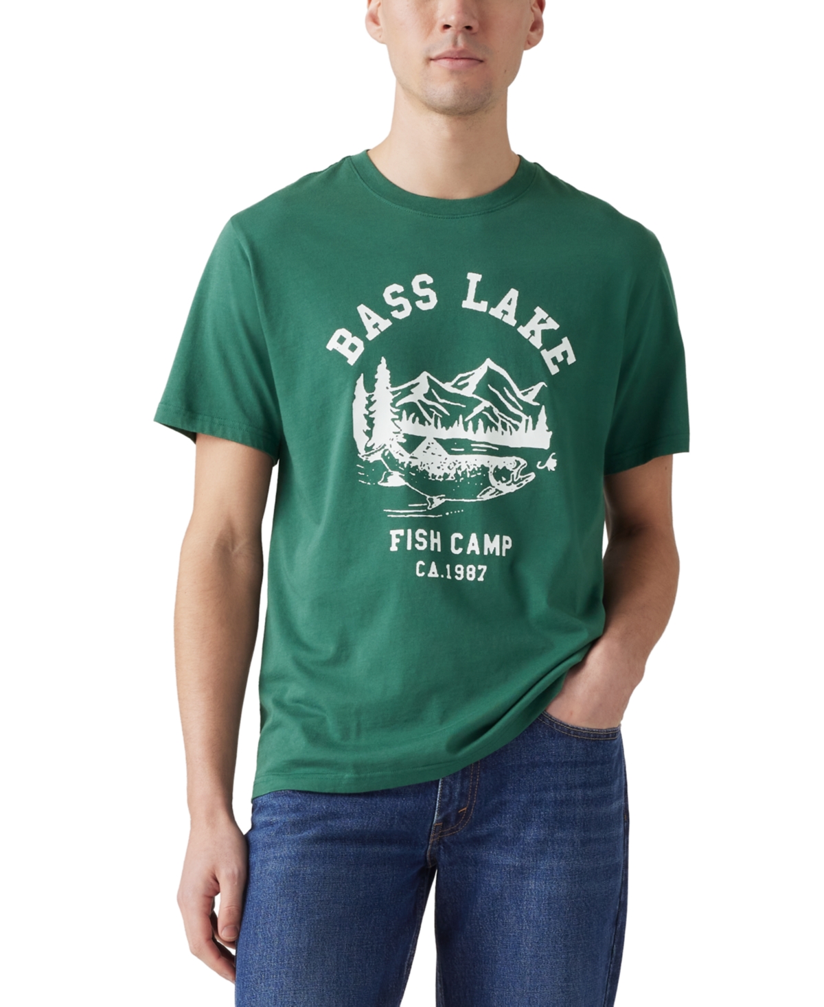 Levi's Men'sRelaxed Fit Short Sleeve Crewneck Graphic T-Shirt - Bass Lake