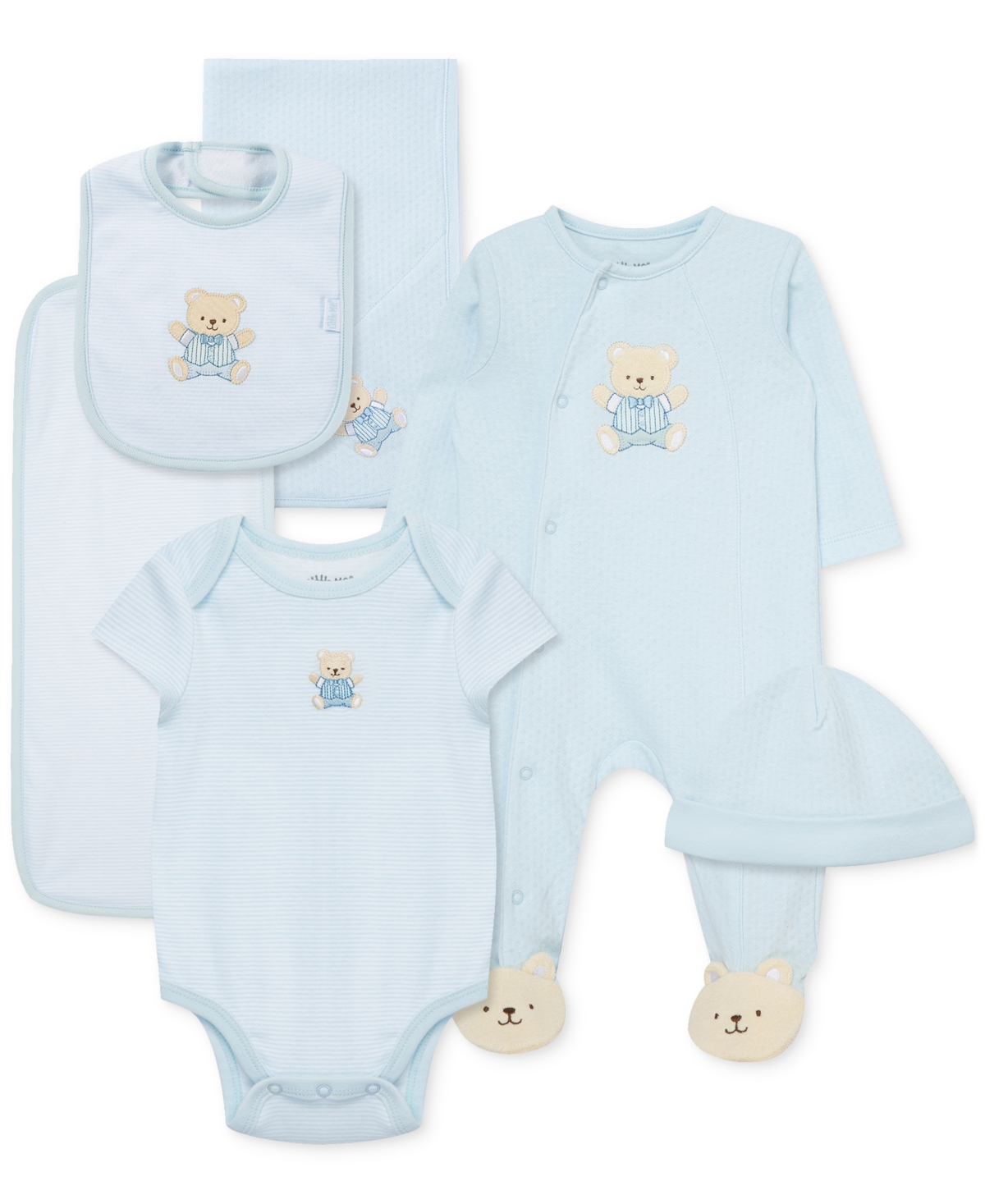 Shop Little Me Baby Boys Cute Bear Cotton Gift Box, 6 Piece Set In Blue