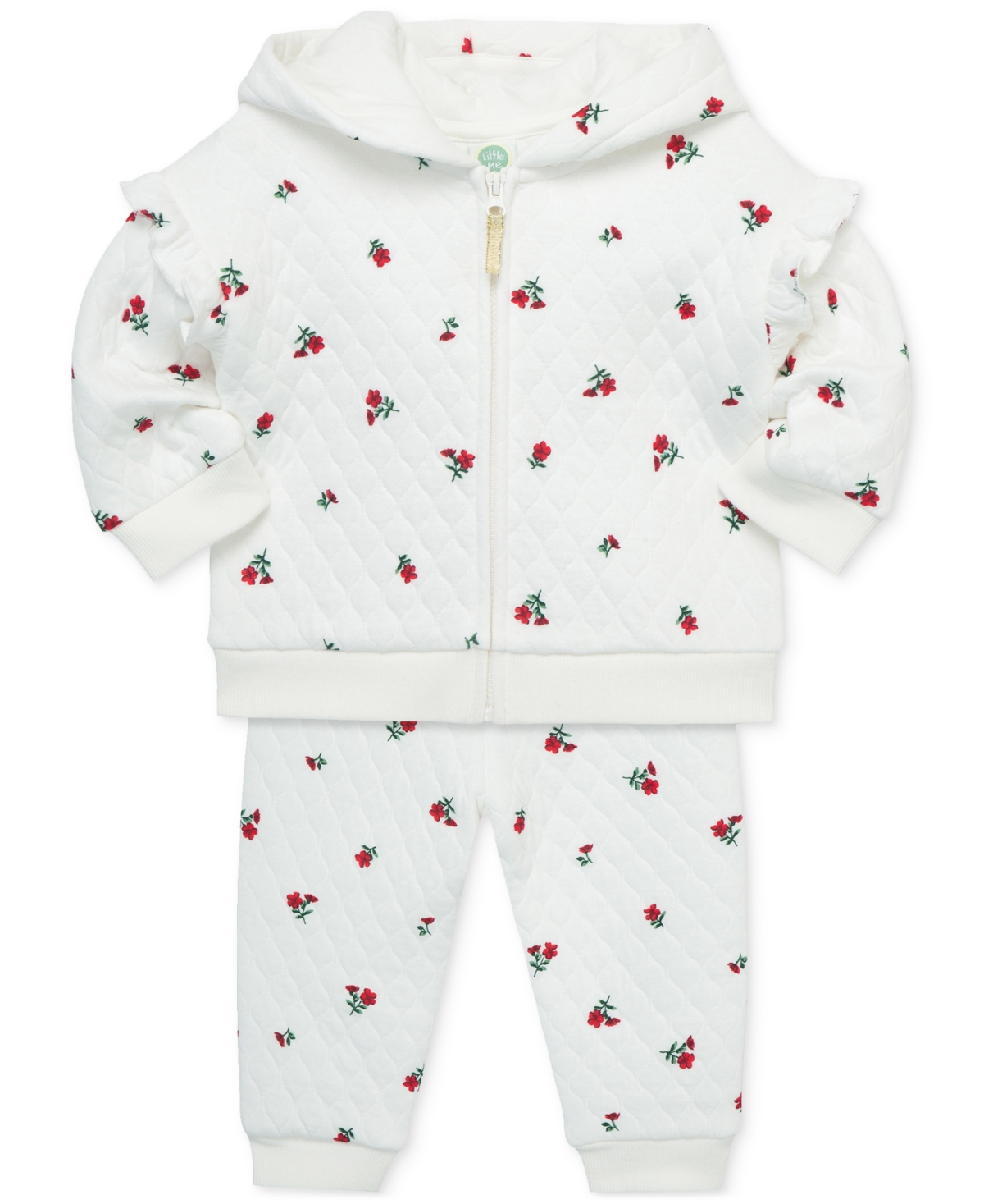Shop Little Me Baby Girls Floral Hoodie & Pants Set