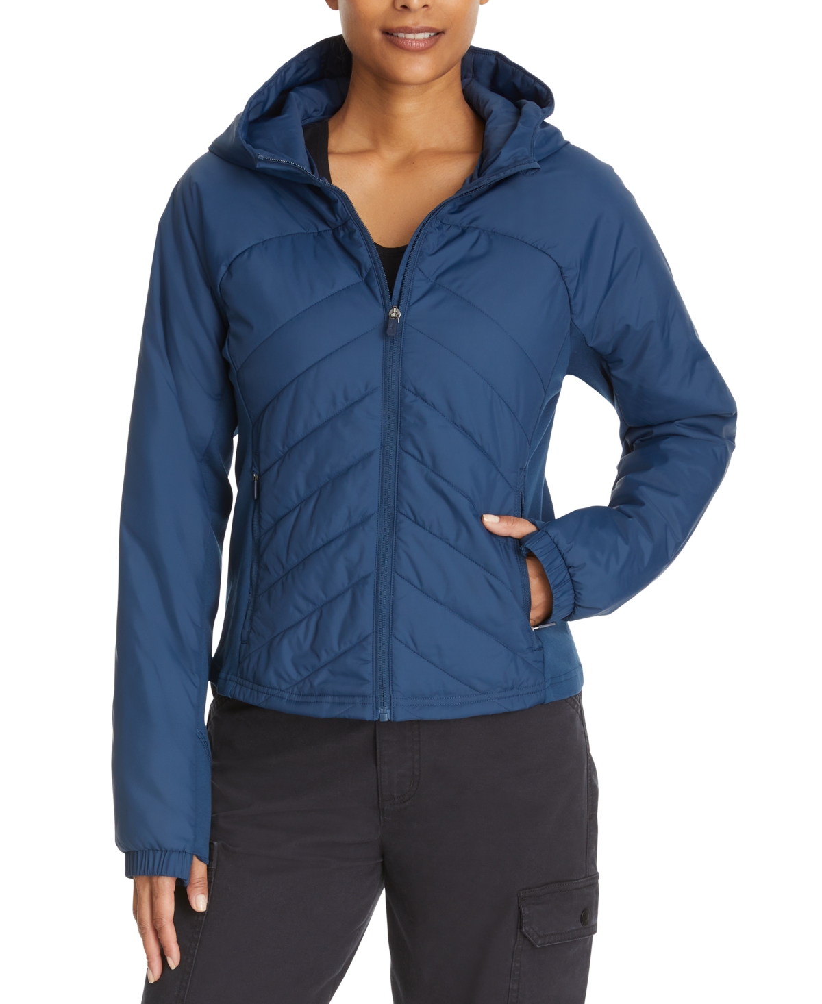 Women's Chevron-Quilted Puffer Jacket - Moonlit Ocean