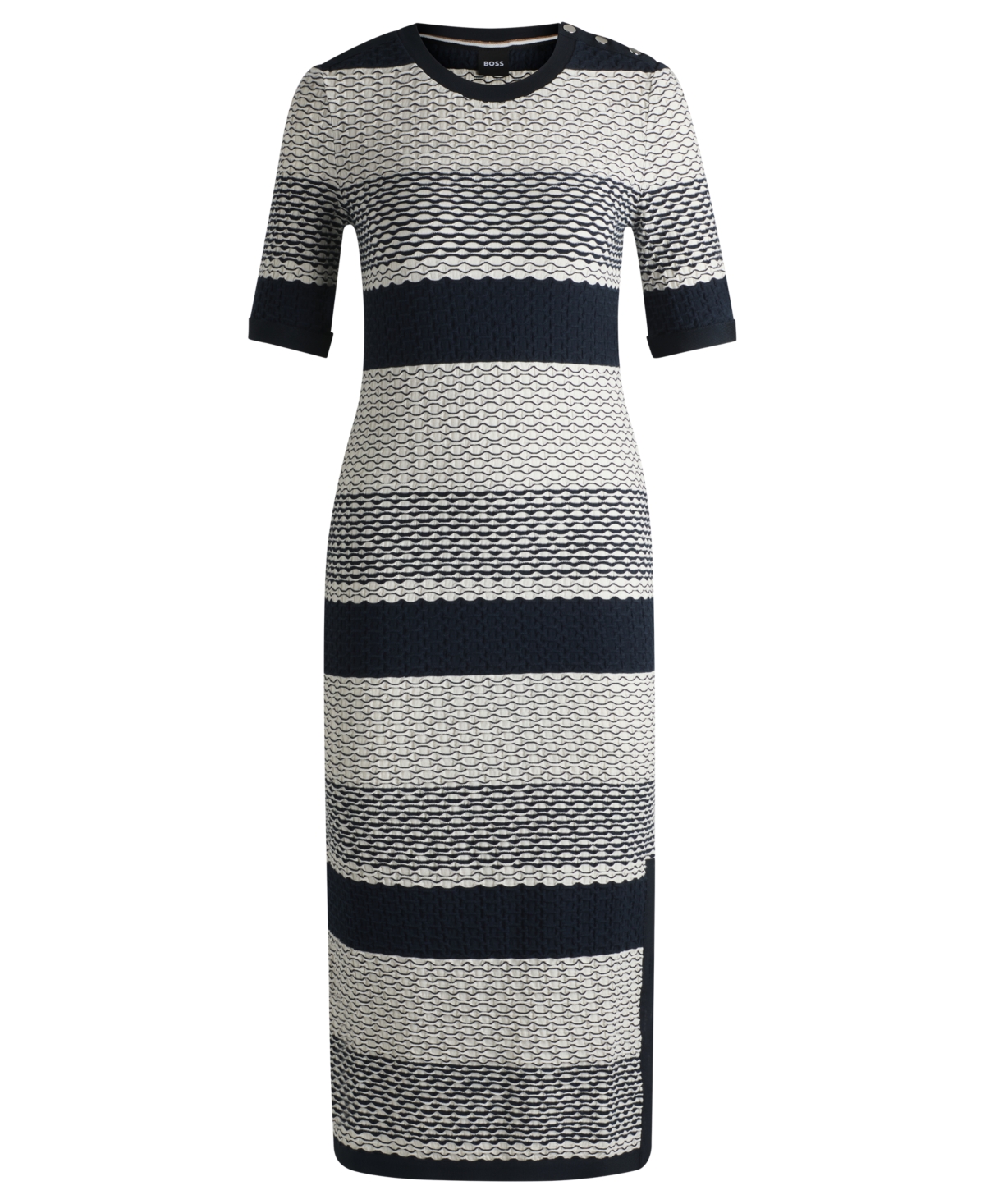 Hugo Boss Structured-stripe Dress In Stretch-cotton Jersey In Open Misc