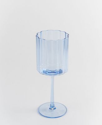 Scalloped Rim Fluted Wine Glass, Set of 4, 12oz