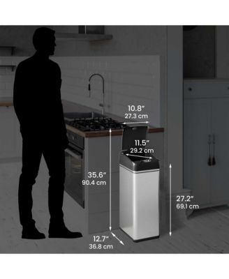 Stainless Steel Sensor Trash Can with AbsorbX Odor Filter 13 Gallon Silver