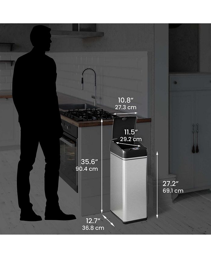 iTouchless Stainless Steel Sensor Trash Can with AbsorbX Odor Filter 13 Gallon Silver - Silver