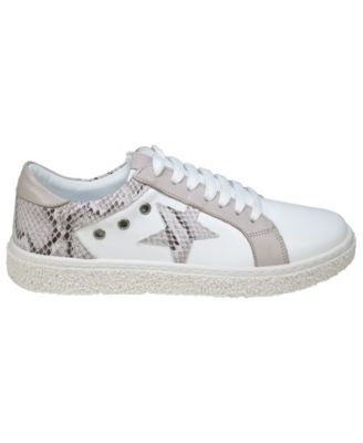 Women's Charlee Snakeskin Two-Tone Star Motif Lace Up Sneakers