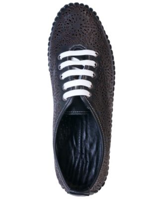 Women's Sarto Perforated Leather Lace Up Platform Sneakers