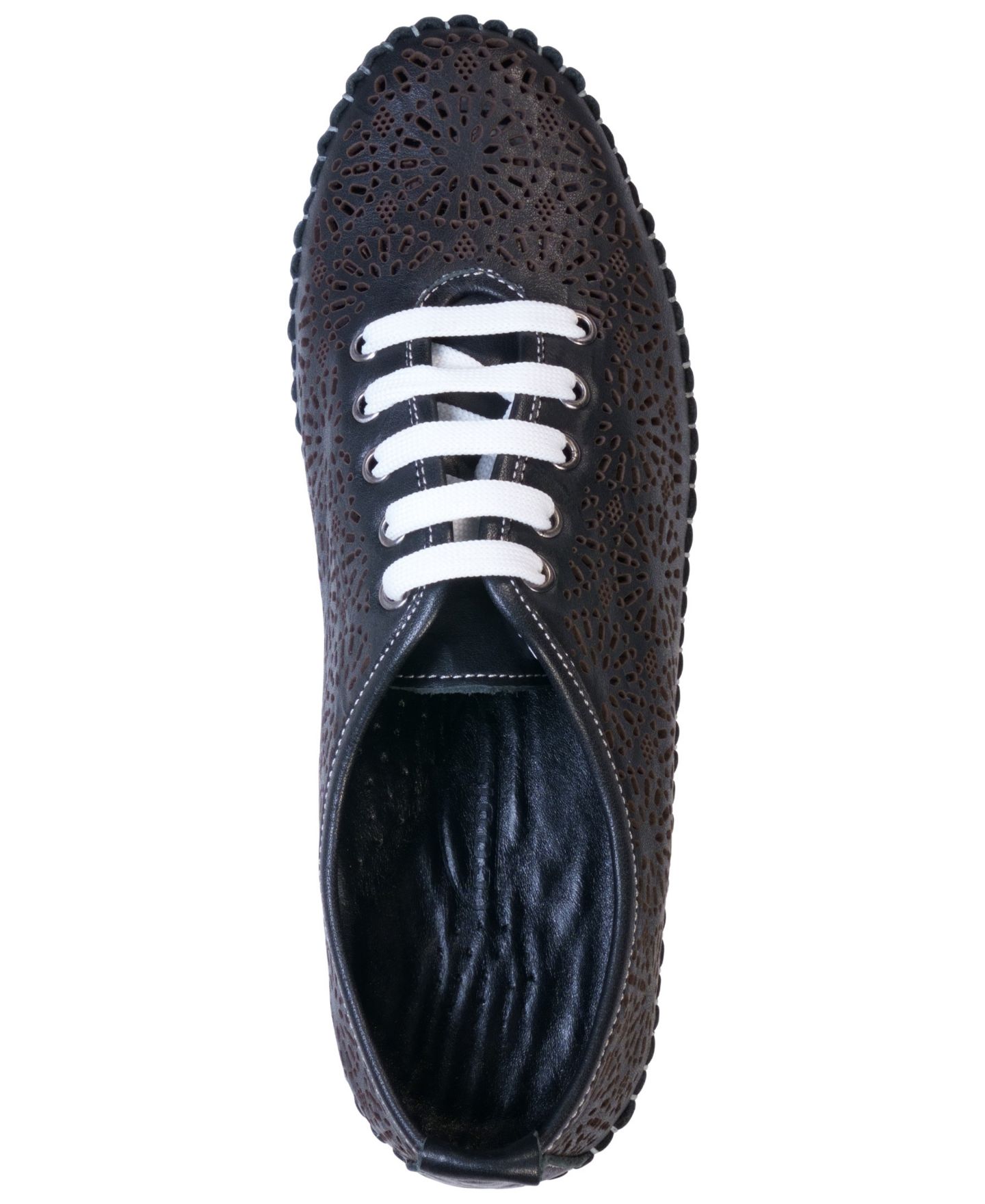 Женские кроссовки Cools 21 Sarto Perforated Leather Lace Up Platform, цвет: Чёрный — фото 3