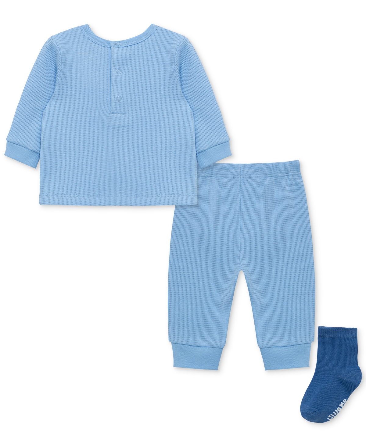 Little Me Baby Girls 3-Pc. Bear Waffle-Knit Sweatshirt, Sweatpants & Socks Set