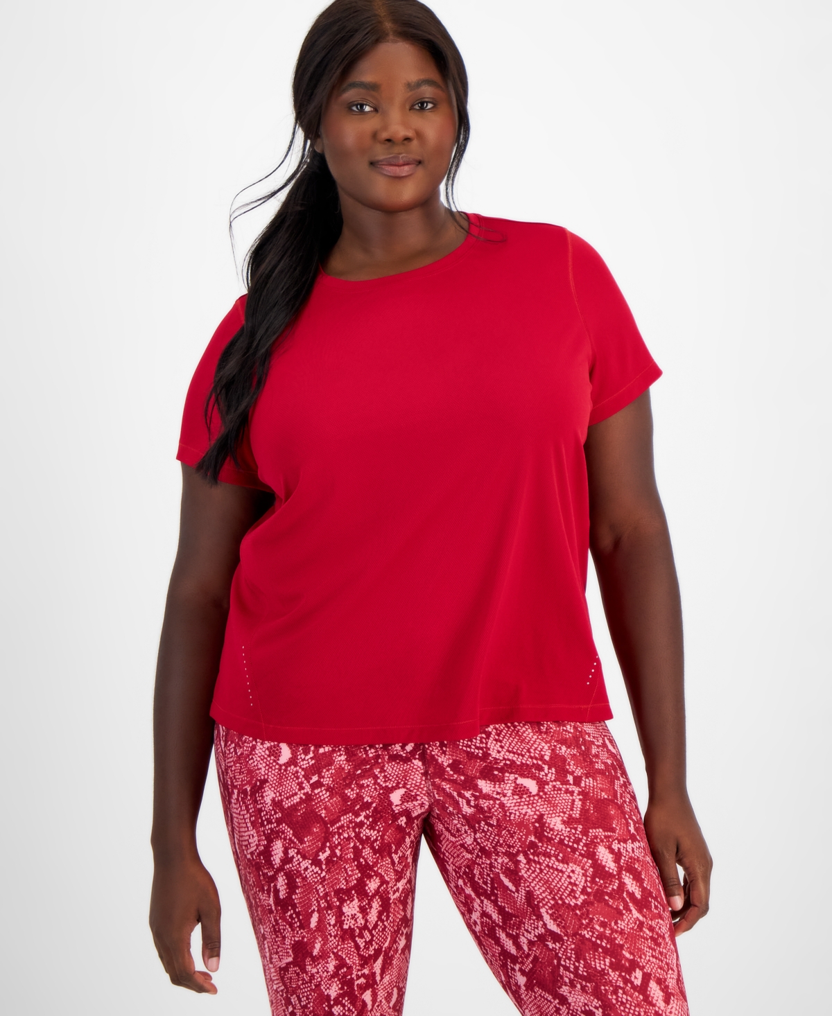 Plus Size Birdseye Mesh T-Shirt, Created for Macy's - Cranberry Whip