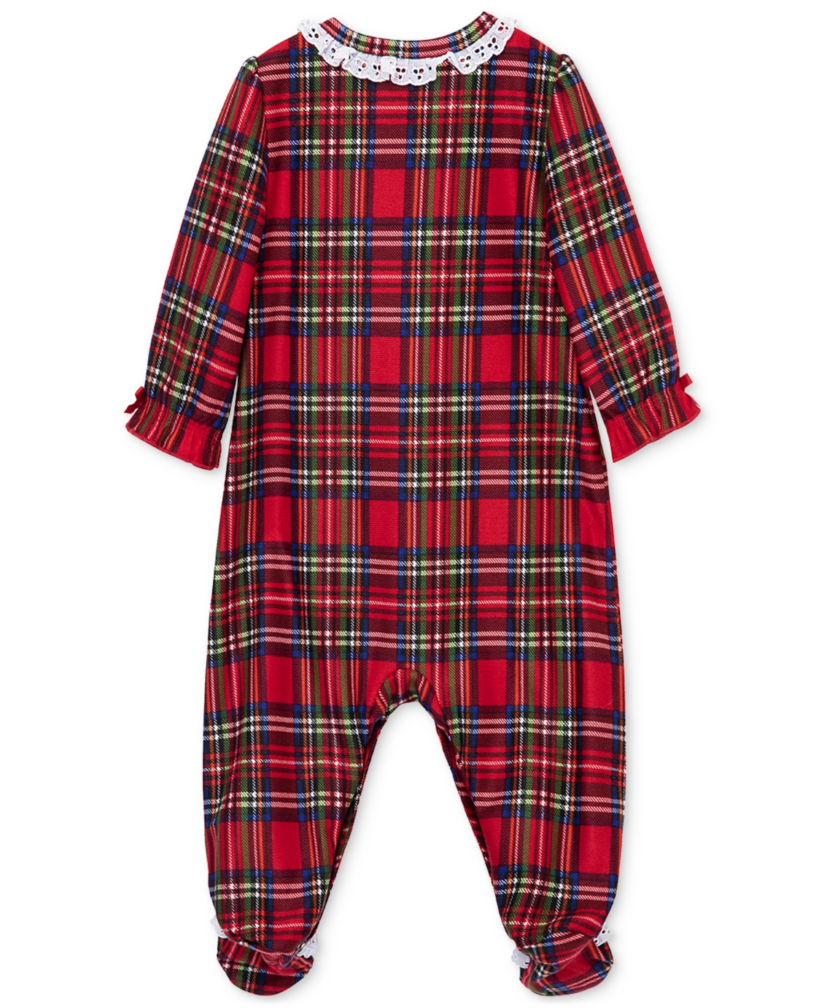 Little Me Baby Girls Plaid Lace-Trim Footed Coverall